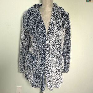 Secret Treasures Blue White Sherpa Wrap Fleece Robe Open Cardigan size Small 4-6